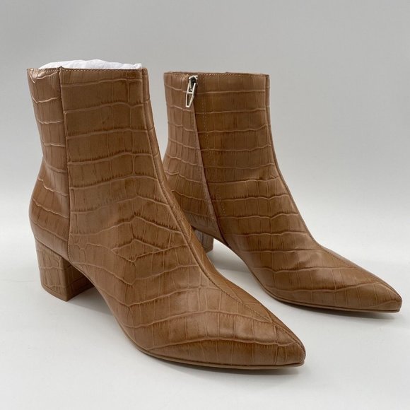 Dolce Vita Women’s Bel Booties Cafe Croc Croco Print Leather Tan sz 9 NEW IN BOX - Picture 2 of 8